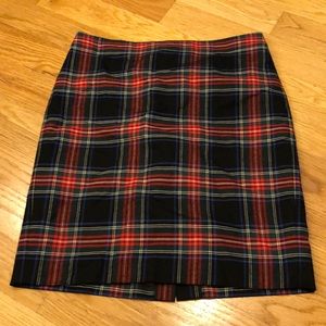 Jcrew tartan pencil skirt size 10 wool blend
